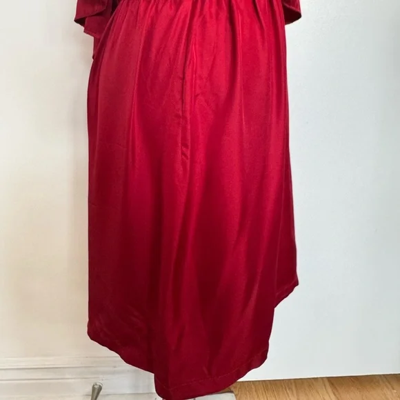 SILK One-Shoulder Red Ruffle Dress - Picture 8 of 14